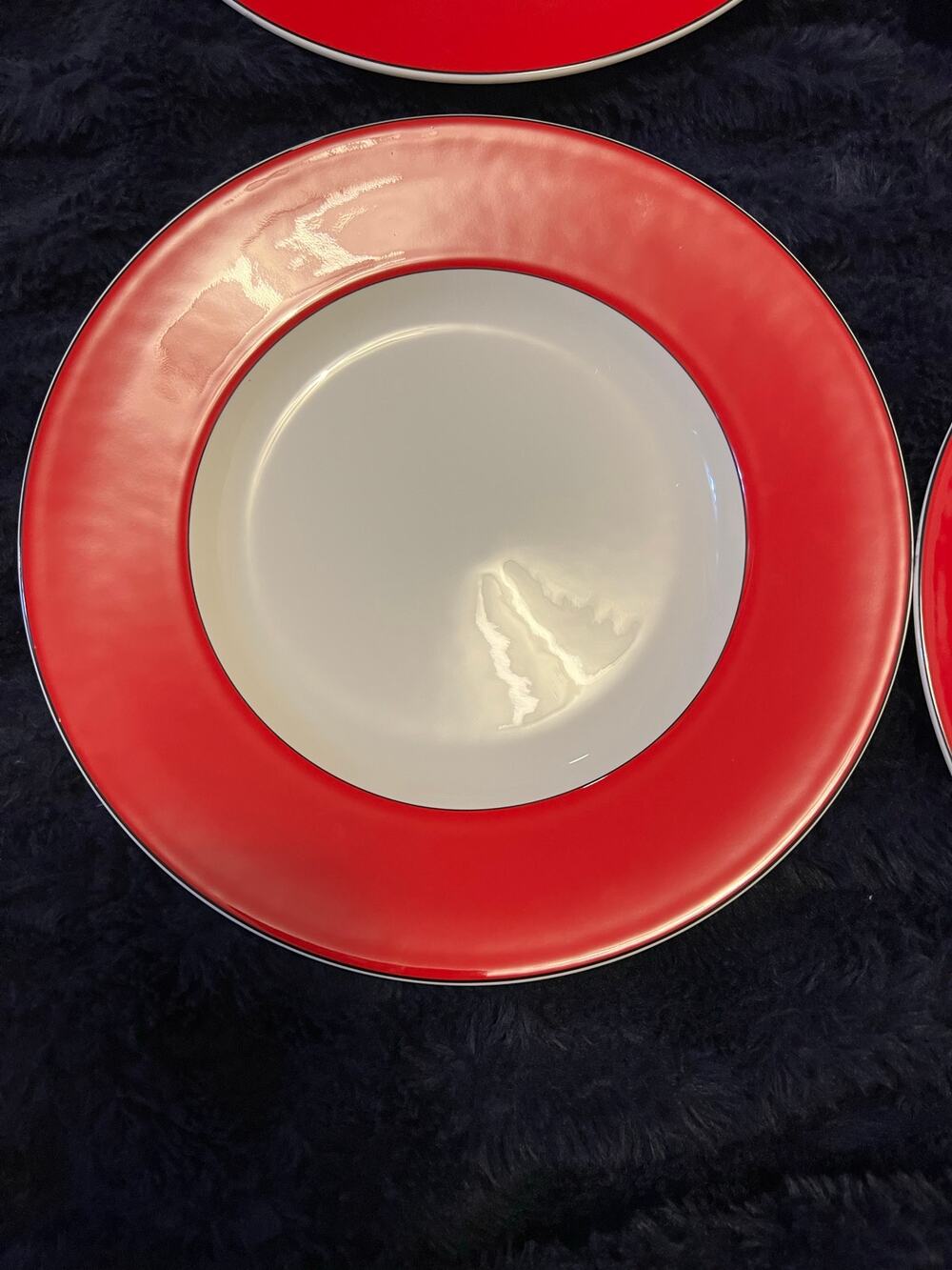 Kate Spade Lenox Rutherford Circle Red 9.5” Luncheon Plates Set 2 NWOT